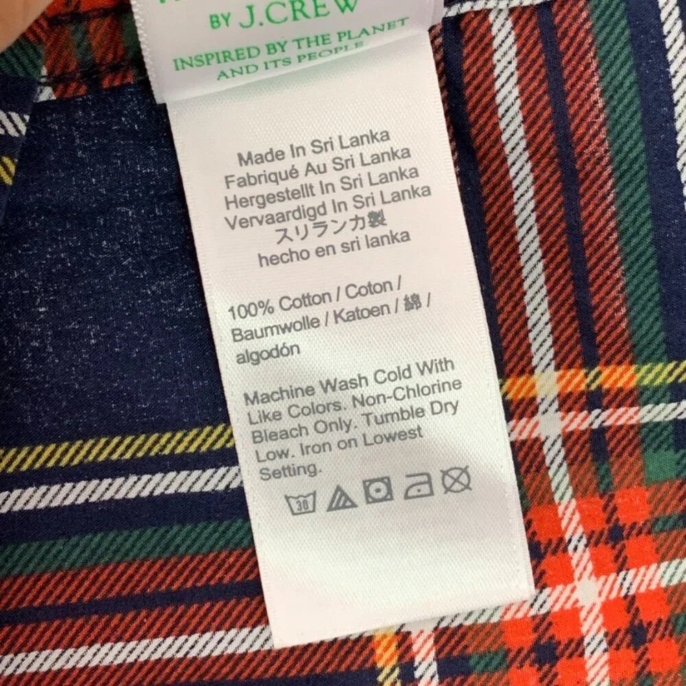 J. Crew Men’s 100% Cotton Red Blue Holiday Plaid Pajama Set Size Medium